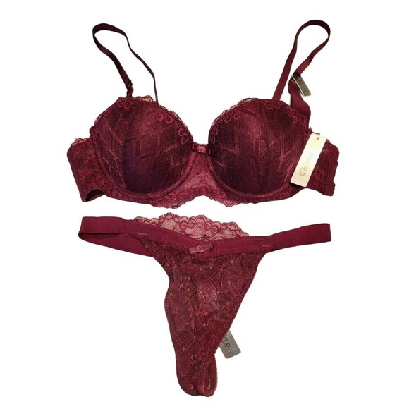 NWT Sophie b. Plum Lace Bra & Thong Set, S - Picture 1 of 8